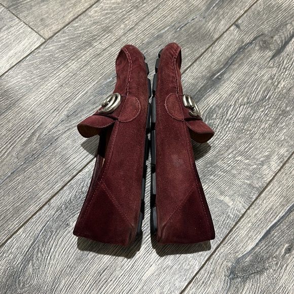 • Gucci • Men’s Authentic Suede GG Logo Drivers Burgundy Red 6.5 - Picture 4 of 8